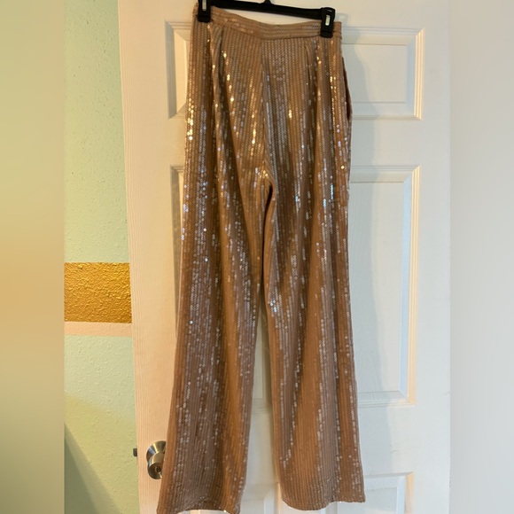 JLUXLABEL Tan Sequin Pants Size Small - Picture 3 of 8